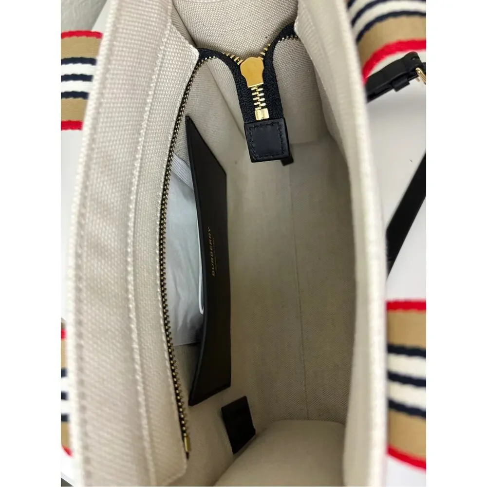 Burberry Striped Canvas Tote crossbody Bag